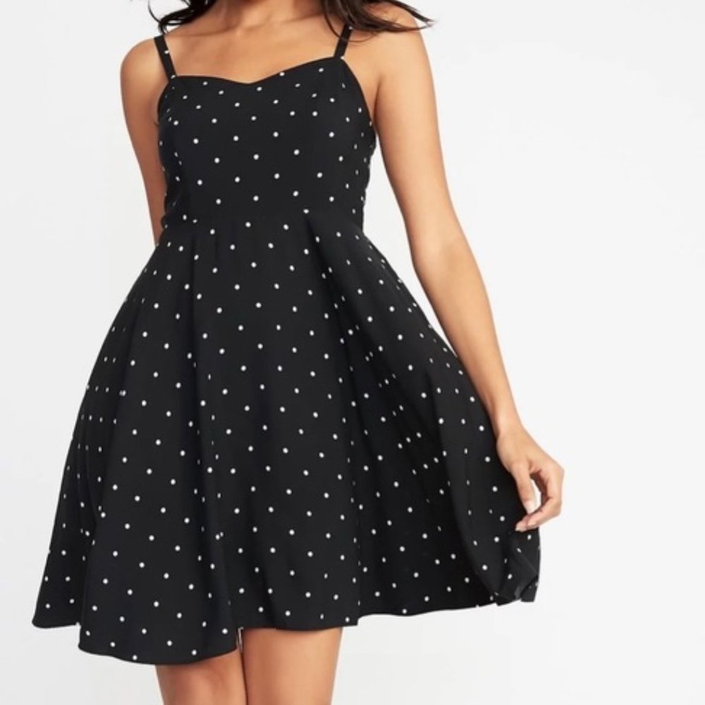 Old Navy - Cami Fit and Flare Black & White Polka Dot Dress